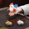 Adorno de Mascota de Té Gallo del Zodiaco de Arcilla Púrpura Yixing, Se Puede Usar para Juego de Té, Decoración del Hogar para Mesa de Té, Accesorios para Juegos de Té, Escultura Grande de Gallo Pintado