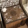 Nuevo Mantel de Mesa Estilo Chino, Cubierta de Mesa de Noche de Vidrio Blando Transparente de PVC Estilo Chino, Impermeable, Resistente al Aceite, Resistente al Calor, Lavable