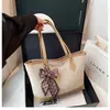 Bolsa de ombro única casual de linho estilo europeu e americano com lenço de seda, simples e versátil, moda transfronteiriça com toque de qualidade