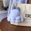 Lindo llavero colgante de conejo Rex auténtico con forma de conejito para coche, con forma de bola de peluche y colgante para bolso.