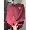 Nova Tendência de Moda Outono 2025 Estilo Casal Moletom Tie-Dye Ombro a Ombro Pulôver de Gola Redonda Manga Longa Masculino Camiseta Básica