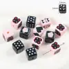 Contas Quadradas com Padrão de Desenho Animado Impresso em Acrílico, Contas Xadrez, Acessórios de Joia para Pulseira DIY Feita à Mão, Contas Florais e de Borboleta
