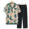 Traje de Verano para Mediana Edad y Ancianos Camiseta de Manga Corta para Abuela Tejido para Madre Verano Dos Piezas Ropa para Esposa de Anciano