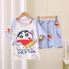 Ropa de Casa para Niños 2025 Verano Nuevo Versión Coreana Dibujos Animados Lindo Niños y Niñas Manga Corta Shorts Traje de Casa Venta al por Mayor