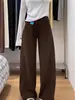 Jeans de Pierna Ancha Color Café para Mujer, Nuevo Estilo Otoño/Invierno 2025, Forrados de Polar, Engrosados, de Tiro Alto, Casuales, de Corte Holgado, Adelgazantes, Pantalones Curvos
