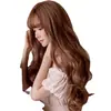 Peruca para Mulheres com Cabelo Longo Cacheado, Franja de Ar, Cachos para Dentro, Cabelo Longo Liso, Corte Bob, Comprimento até a Clavícula, Aplique de Cabelo Invisível Sem Costura, Levemente Ondulado