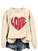 Suéter suelto con corazón de amor rojo de manga larga para mujer, estilo casual, sencillo y divertido, de Amazon Independent Station