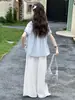 Conjunto de Verão Duas Peças para Meninas: Top e Calça Wide Leg 2026 Nova Moda Conjunto Casual Elegante para Meninas Mais Velhas
