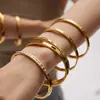 INS Pulsera de acero de titanio estilo europeo y americano ajustable oro de 18K pulsera que no se decolora joyería de mano de acero inoxidable con circonita de alta calidad para mujer