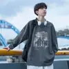 Camiseta de Manga Larga para Hombre, Nuevo Estilo Primavera y Otoño 2025, Cuello Redondo, Algodón Puro, Estilo Americano, Peso Pesado, Casual, Versátil, Camiseta Básica Estilo Coreano