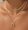 Collar de Círculos Irregulares Multicapa Transfronterizo Cobre Electrochapado Oro Real de 14K Gargantilla Apilada Joyería para Mujer