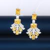 Brincos Oudina Geométricos Florais para Mulheres Novo Estilo Agulha de Prata S925 Estilo de Luxo Leve Brincos com Zircônia Microincrustada para Mulheres