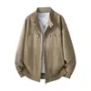 Chaqueta de trabajo retro con cuello mao para hombre, nueva colección otoño 2026, corte holgado, talla grande, con bolsillos con cremallera, prenda exterior casual de moda