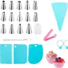 Venta al por mayor de fábrica en stock Juego de 36 boquillas para decorar pasteles, bolsa para decorar crema, herramientas para decoración de pasteles