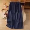 M-5XLSaia de Linho Tencel Feminina Verão Fina Estilo Japonês Novo Estilo Fenda nas Costas Cintura Elástica Saia Evasê