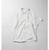 Camisa de Manga Corta de Verano para Hombre Tendencia Casual Pareja Holgada Color Sólido Estilo Hong Kong Versátil Guapo Chaqueta Estilo Académico