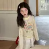 Camiseta Listrada Manga Longa para Meninas 2026 Verão Novo Estilo M e G Infantil Leve Respirável Proteção Solar Roupa Blusa Estampada Fofa