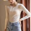 Suéter de Tricô com Botões e Decote V 2026 Nova Blusa Base Elegante de Manga Longa para Mulheres, Adequado para Primavera, Outono e Inverno, Pode Ser Usado como Camada Interna ou Externa Top da Moda