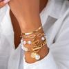 Pulseras Apilables Estilo Metal de Venta Caliente Transfronterizas, Lujo Ligero Cadena Hueso de Serpiente Perla Sintética Estilo Hip-Hop Hebilla de Cierre de Disco de Aleación