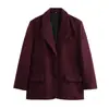 Atacado Fabricante de Roupas Femininas Transfronteiriço 2025 Novo Blazer de Terno Longo de Manga Longa Cor Sólida Liso Lã Sintética com Ombros Estruturados