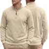Roupas masculinas Amazon transfronteiriças estilo americano outono e inverno suéter de malha com zíper parcial e gola alta com padrão de losango manga longa pullover moletom casual