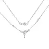 Cadena para Clavícula de Copo de Nieve Joyería Original de Plata Plata de Ley 925 Lujo Ligero Otoño e Invierno Joyería de Gama Alta Diseño de Nicho