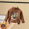 Nueva Camiseta Térmica de Forro Polar de Manga Larga para Niños Otoño e Invierno para Niños Ropa Interior Cálida de Moda Camiseta de Cuello Semi-Alto para Niños Medianos y Grandes Top