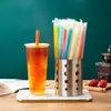 1000 Canudos Descartáveis para Bubble Tea, Canudos Grossos, Embalados Individualmente, Canudos Grandes de Plástico Transparente Coloridos Atacado