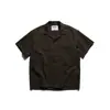 Camisa Masculina de Manga Corta con Cuello Cubano Estilo Retro, Textura de Burbujas Transpirable, Camisa Casual Holgada, Chaqueta Delgada de Verano