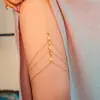 Cadena de Pierna Sexy de Borlas Multicapa Europea y Americana Verano Casual Playa Versátil Cadena Metálica para Muslo Anillo para Pierna Cadena Corporal Accesorios
