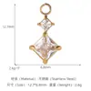 Acero Inoxidable Chapado en Oro de 18K Incrustado con Circonita Corazón de Amor Espiga de Trigo Trébol de Cuatro Hojas Colgante Pequeño DIY Exquisitos Accesorios de Joyería