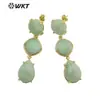 WT-E689 Estilo Chino Retro Estilo Corte Atmosférico Tres Joyas Colgante Geométrico Largo Pendientes para Falda de Suéter