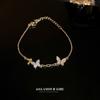 Pulseira Borboleta com Zircônia e Fritillaria Banhada a Ouro Real Nicho Simples Versátil Elegante Luxo Leve Joia de Alta Qualidade para Mulheres