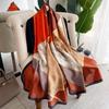 Lenço de seda geométrico combinando com cores, moda primavera e outono, estilo coreano, 2022, feminino, de dupla utilização, com ar condicionado, cachecol de praia para mulheres