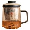 Taza de Té de Vidrio Rojo Flint Azul y Blanco del Fabricante Taza para Separar el Té del Agua Hortensia Nube Bordada en Oro Taza de Oficina Taza Retro