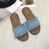 Nuevas sandalias de tela tipo slip-on con cordones estilo coreano para Primavera/Verano 2024, sandalias casuales de tacón bajo para mujer, chanclas planas para estudiante
