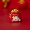 Adornos pequeños de Fu Meow, cautelosos y auspiciosos, con forma de cornucopia de dibujos animados, bolsa de dinero, adornos decorativos para el escritorio del hogar, regalo de Año Nuevo.