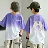 Ropa para Niños Camiseta de Manga Corta para Niños Ropa de Verano Degradada para Niños 26 Nuevo Estilo Camiseta de Algodón Transpirable de Manga Corta para Niños Tops