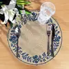 Venda Quente Transfronteiriça Estilo Rústico Jogo Americano Tecido Falso Jogo Americano Natalino Impresso em 2D Jogo Americano Redondo de Bambu e Cânhamo Decoração de Mesa