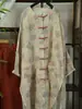 Cardigan Holgado de Lino con Botones Hechos a Mano, Cuello Redondo, Capa Única, Estilo Retro Artístico Floral Nuevo Verano 2026