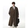 Gabardina retro británica de estilo coreano, de doble botonadura, de longitud media para hombre, prenda exterior cortavientos para otoño, que llega por encima de la rodilla