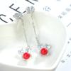 Pendientes largos de conejo con borlas de circón y perla s925 para mujer, moda coreana popular, para influencers, con venta al por mayor