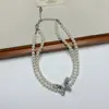 Elegante Collar de Mariposa con un Toque de Lujo, Cadena para Clavícula con Perlas en Capas, Diseño de Moda, Gargantilla de Perlas de Doble Capa