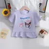 Verano 2026 Estilo Coreano Ropa Infantil Dibujos Animados Niña Camiseta de Manga Corta Bebé Elegante Camiseta con Volantes Plisados Moderna