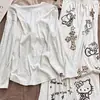 Pijama de Manga Larga de Costilla de Seda de Hielo Yangsheng con Almohadillas en el Pecho para Mujer, Nuevo Conjunto de Ropa para el Hogar Estilo Perezoso Gato Primavera y Otoño