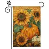 Bandera de Jardín de Otoño de Acción de Gracias de Amazon Calabaza Lino Decoración de Doble Cara Banner de Bandera para Patio Exterior Jardín