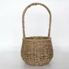 Cesta tejida de pasto marino estilo nórdico pastoral, Cesta de paja tejida a mano, Cesta para arreglos florales, Maceta decorativa para plantas verdes, Recuerdo de boda