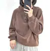 Otoño e Invierno 2025 Nuevo Estilo Terciopelo Alemán Suéter Cálido Cuello Alto Sudadera Cuello Alto Casual Holgado Moda Versátil Color Sólido Superior