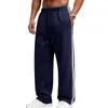 Pantalones de Chándal Anchos para Hombre de Peso Pesado con Forro de Felpa, Rayas Laterales Tejidas, Cintura Elástica con Cordón y Diseño de Pierna Recta, Transfronterizos 2026