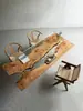 Juego de Mesa y Sillas de Resina para Té, Mesa de Río de Cristal Transparente Epoxi, Mesa de Tablero Grande, Mesa de Té de Flujo de Resina, Mesa de Té de Madera
